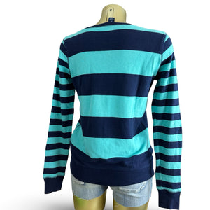 Blue striped cotton logo jumper (S/M)