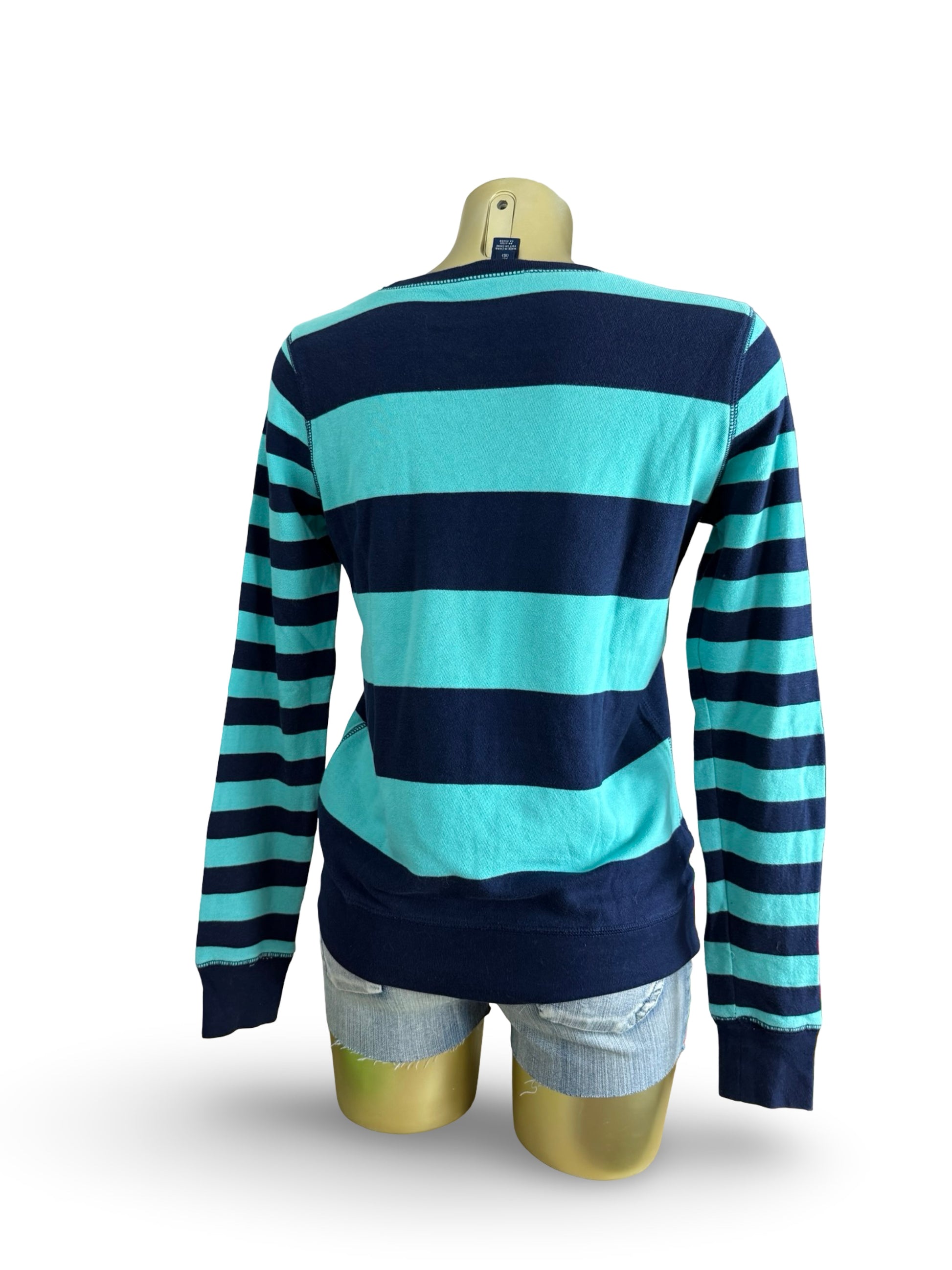 Blue striped cotton logo jumper (S/M)