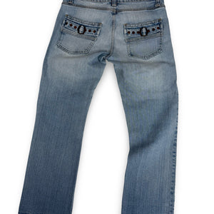 Blue denim low rise capri pants (S)