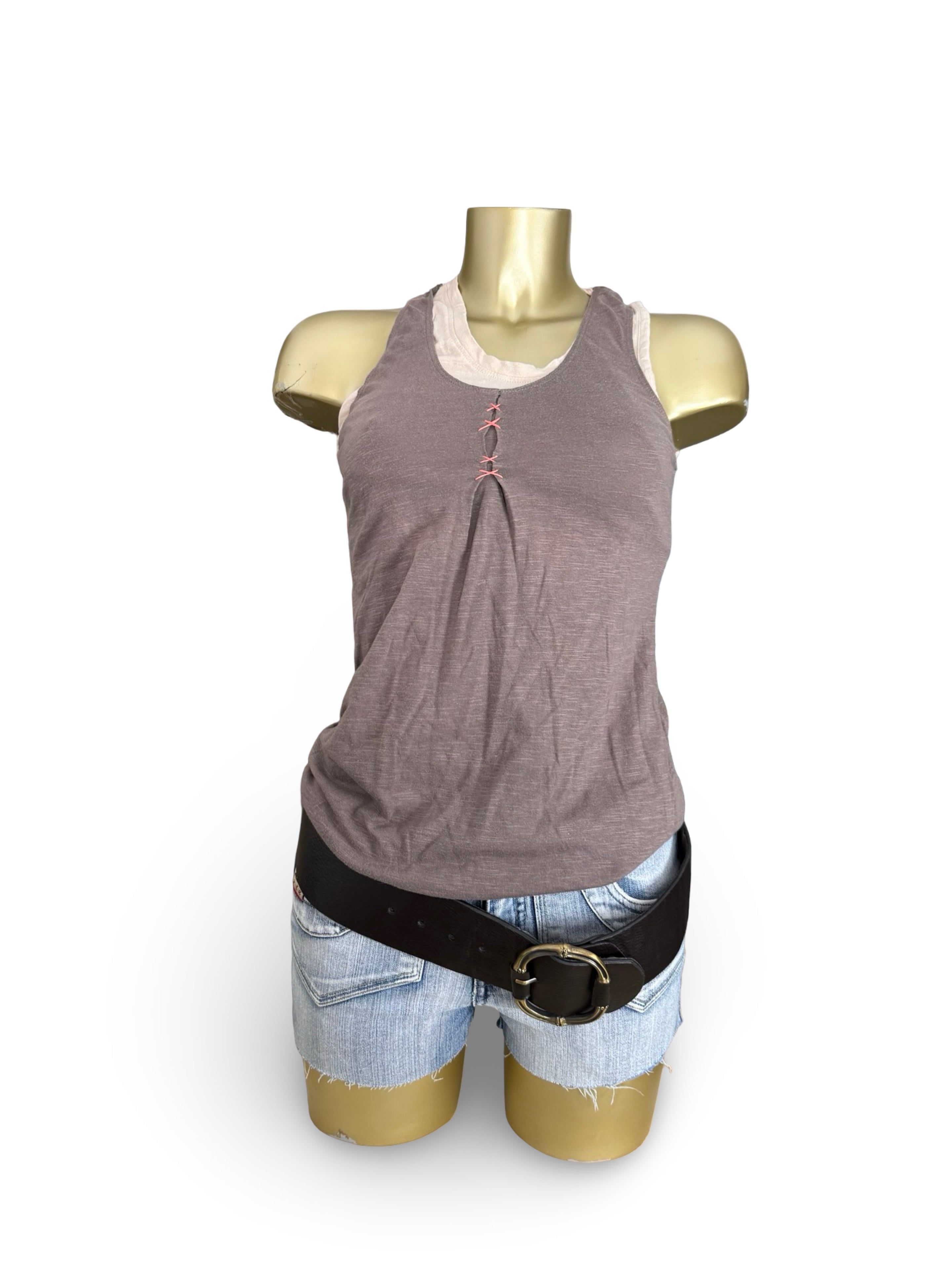 Beige 2 in 1 cotton tank top (XS/S)