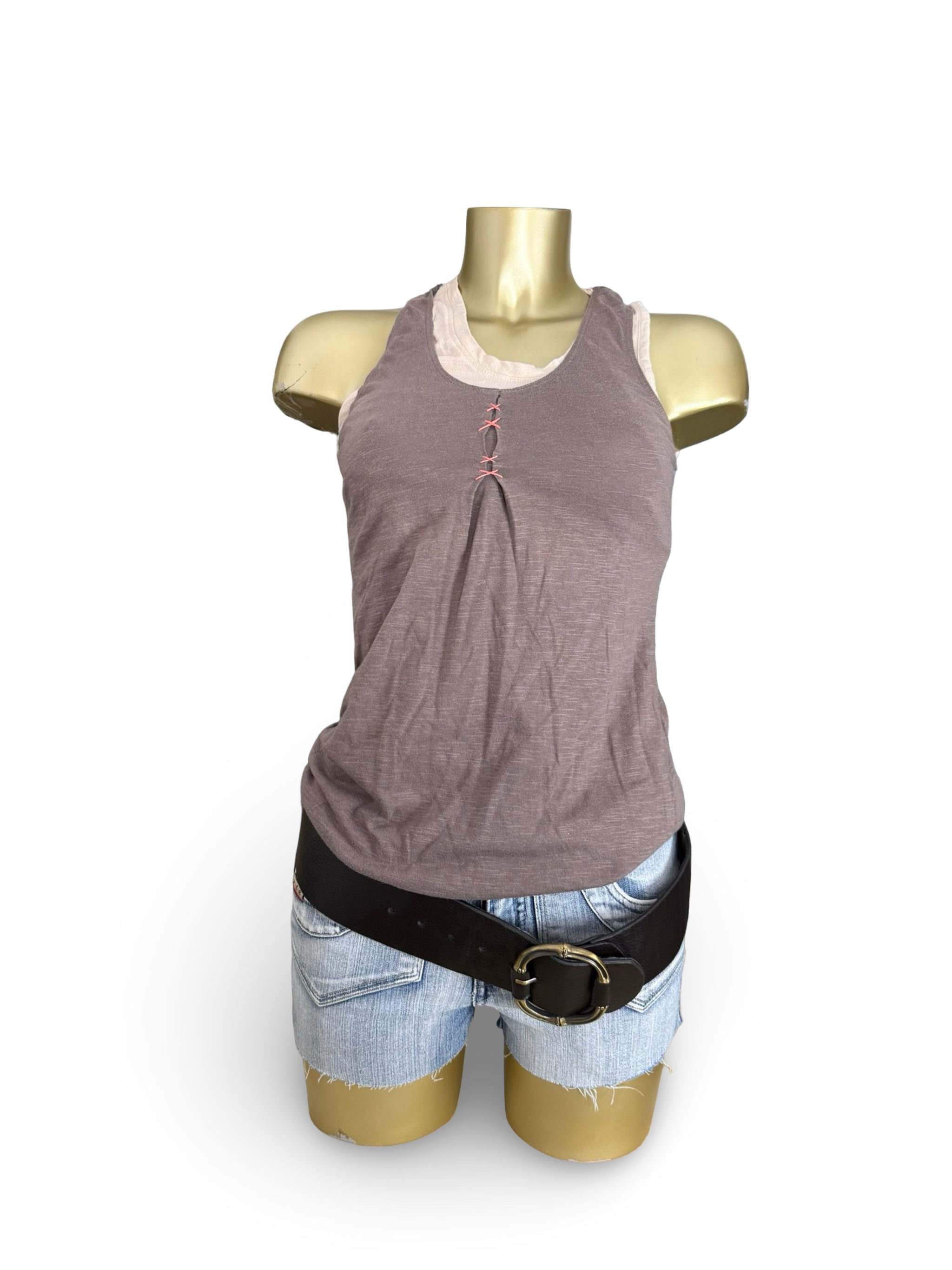 Beige 2 in 1 cotton tank top (XS/S)