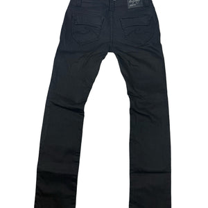 Black denim low rise straight legs pants (S)