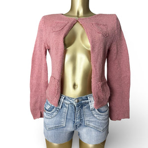 Pink knitted cardigan jumper (M/L)