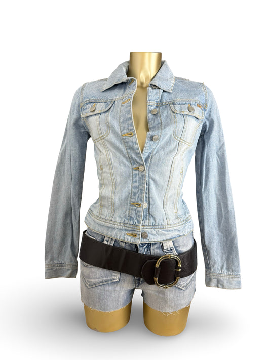 Blue denim tight fit jacket (S)