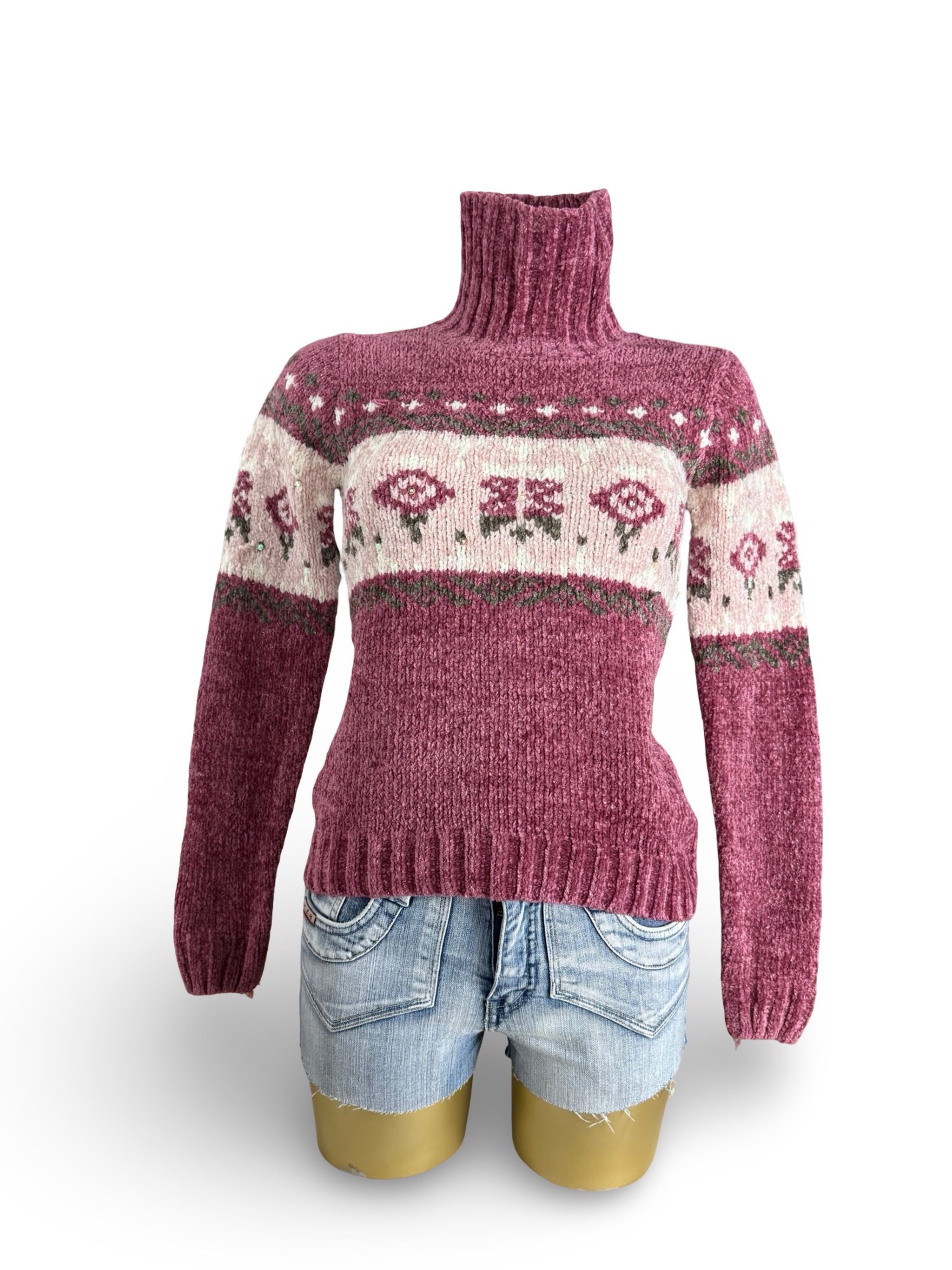 Pink turtleneck winter jumper (XS/S)