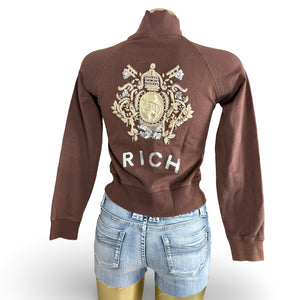 Brown embroidered logo cotton sweatshirt (S/M)