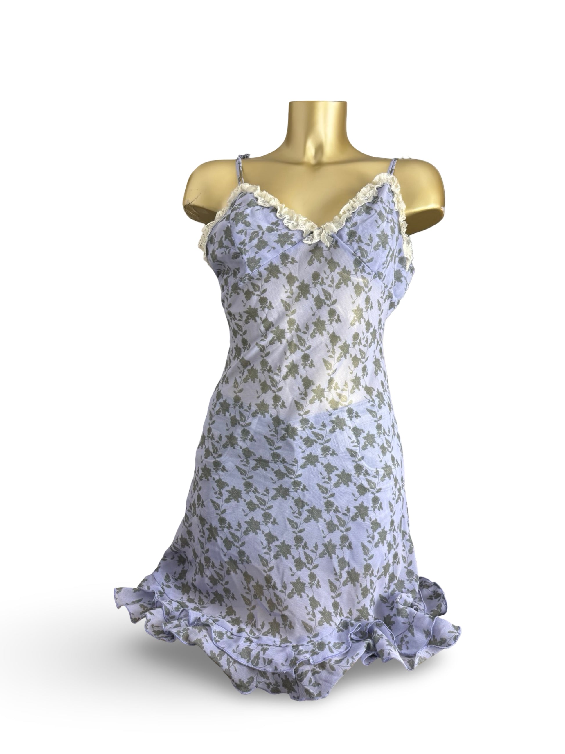 Lilac graphic babydoll mini dress (L)