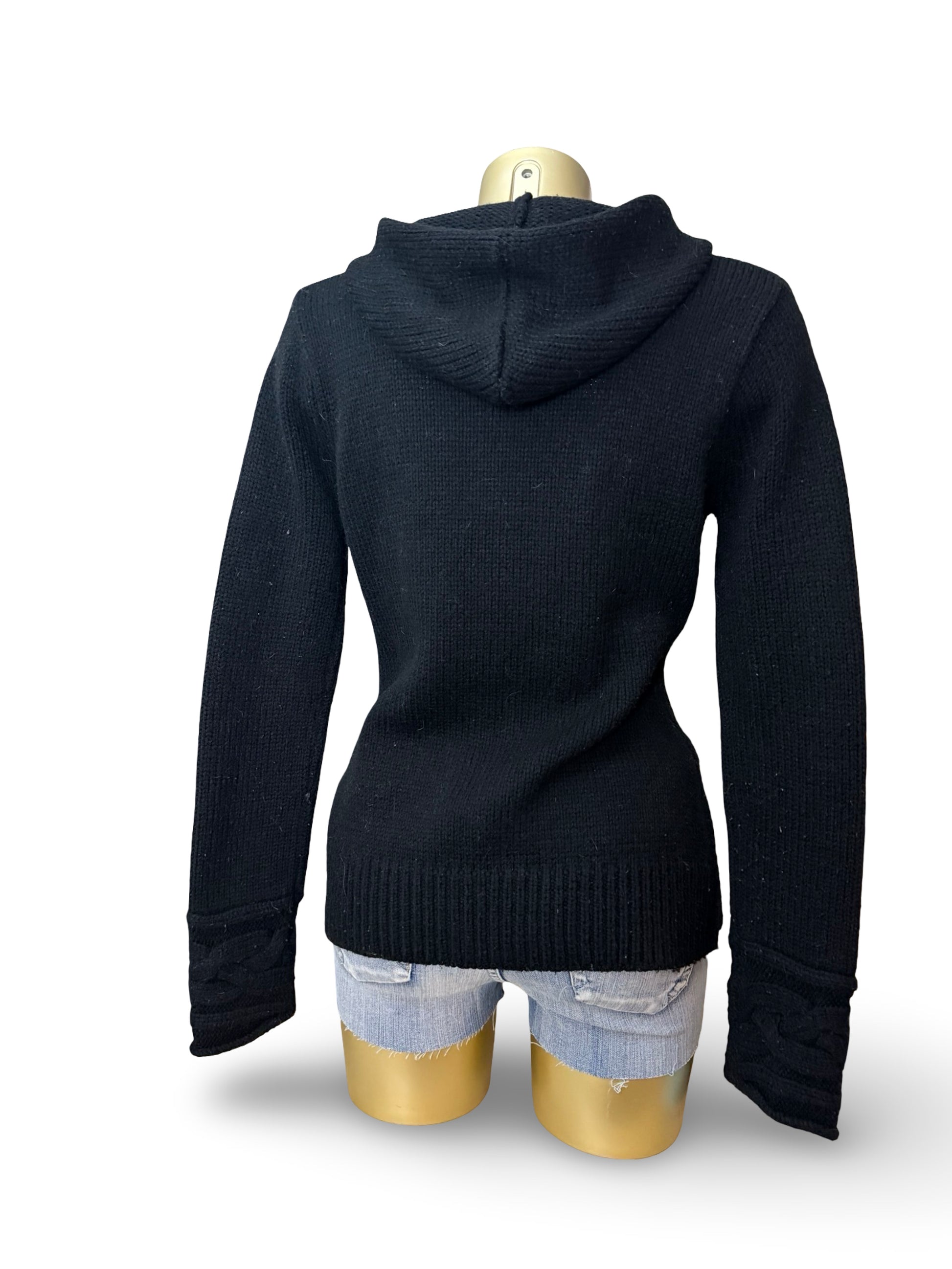 Black hooded zip up cardigan jumper (M/L)
