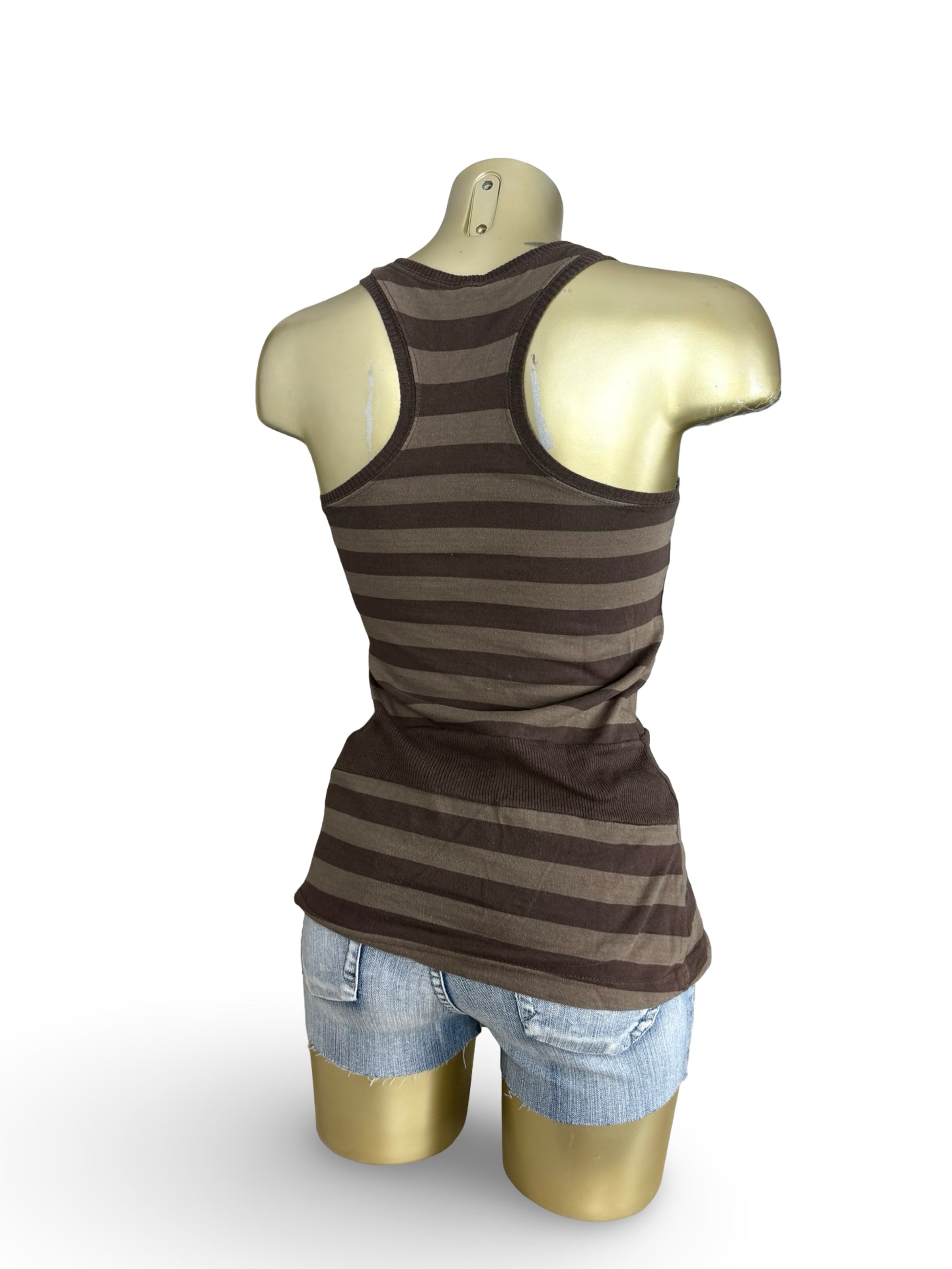 Brown cotton striped top (XS/S)