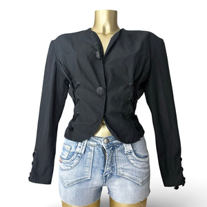 Black lace up tight fit blazer office jacket (S/M)
