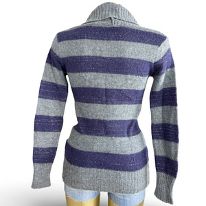 Grey & purple striped wool turtleneck jumper (S/M)