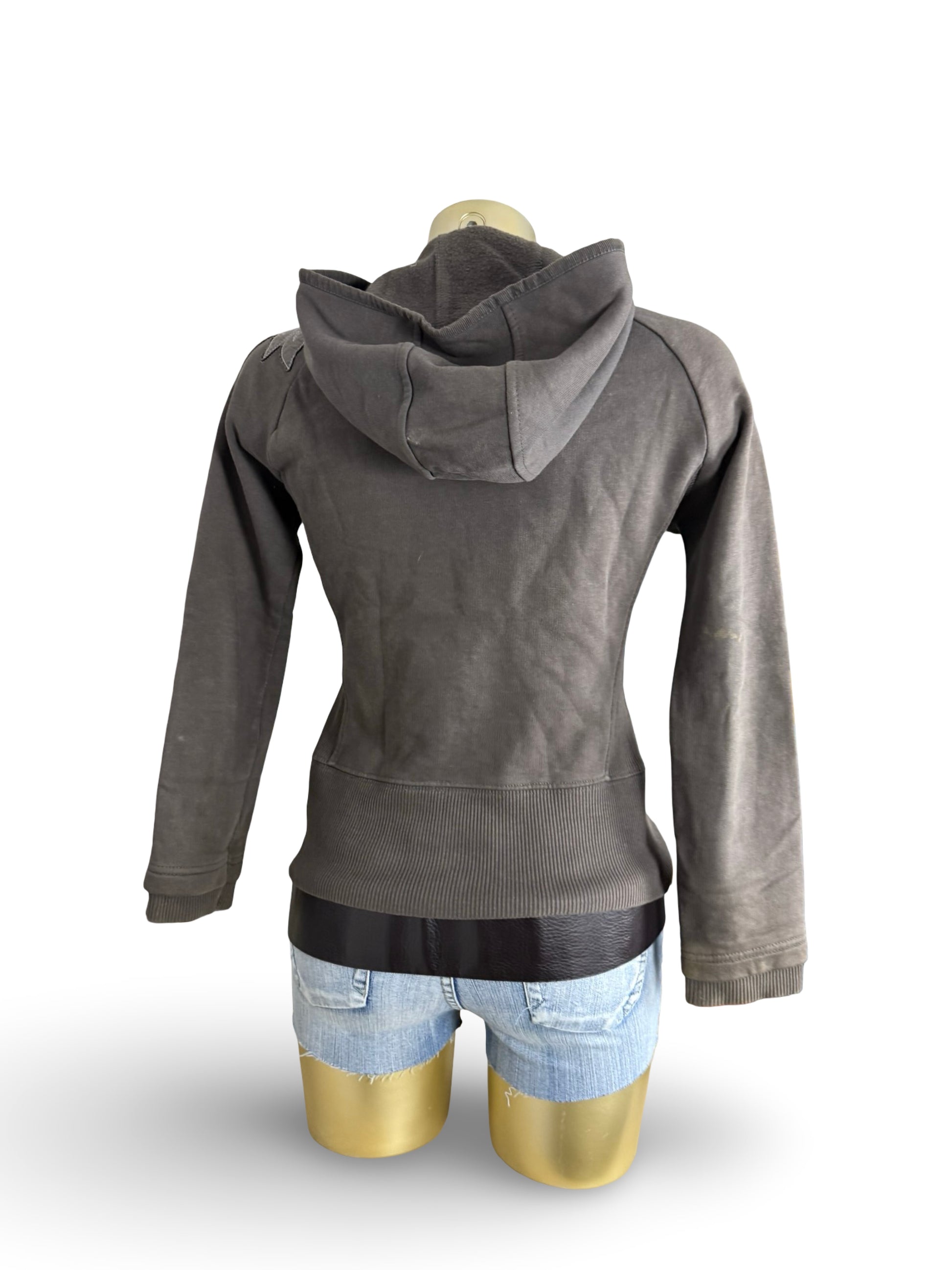 Khaki zip up cotton hoodie (S/M)
