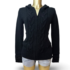 Black hooded zip up cardigan jumper (M/L)