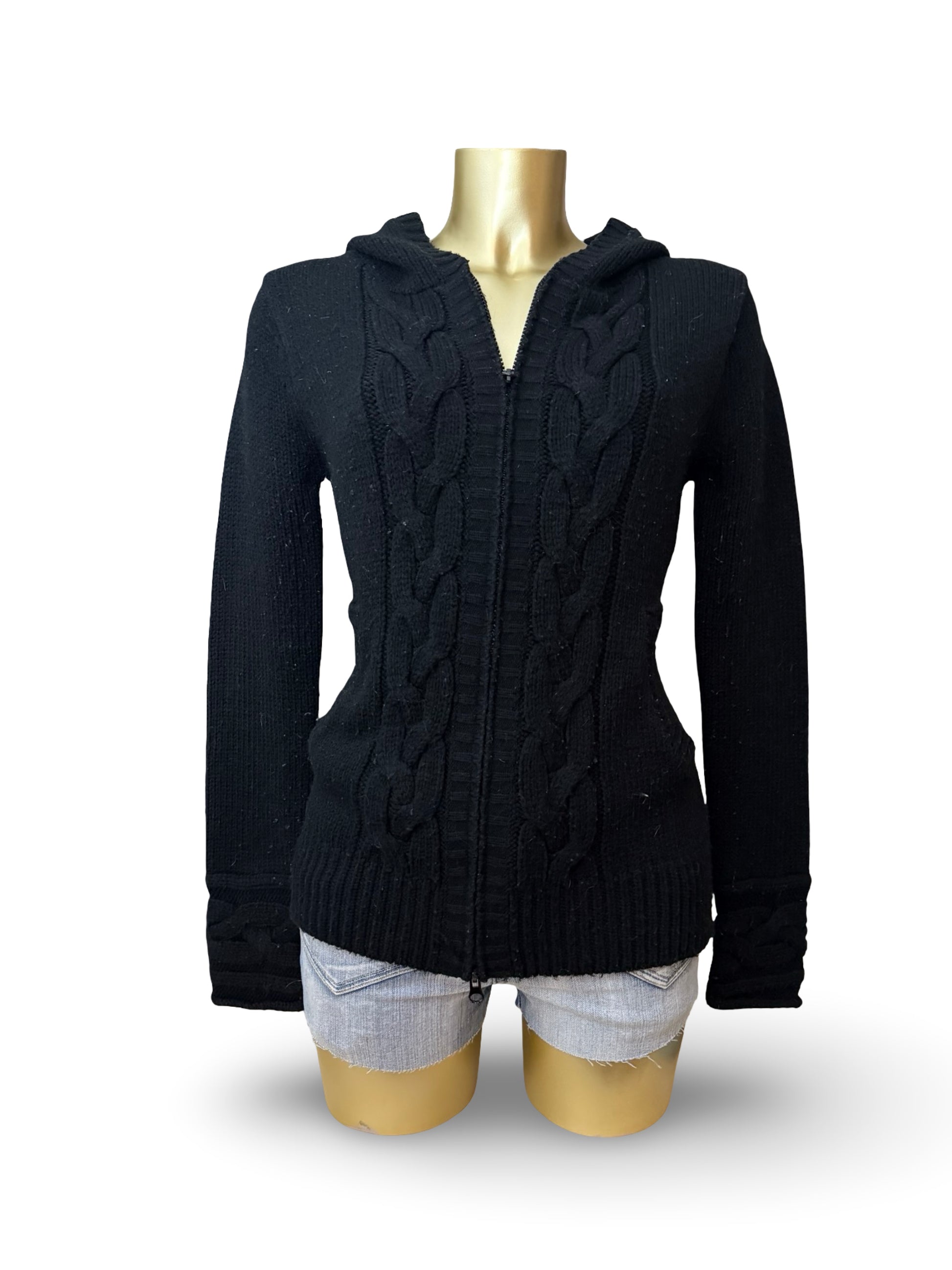 Black hooded zip up cardigan jumper (M/L)