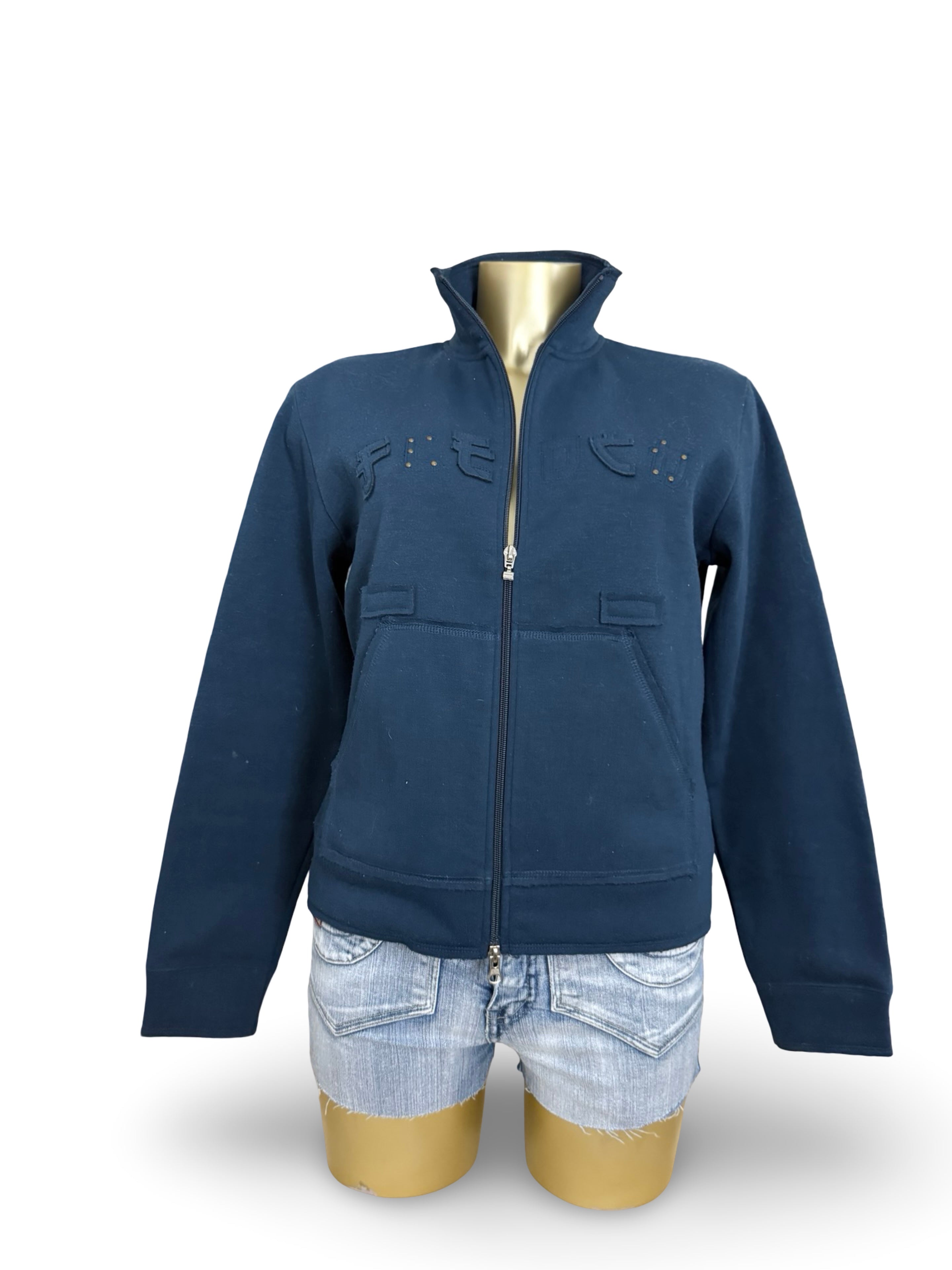 Navy zip up cotton sweatshirt  (M/L)