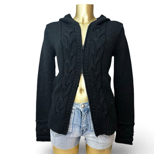 Black hooded zip up cardigan jumper (M/L)