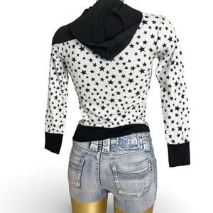 Black & white stars print hoodie (XS)