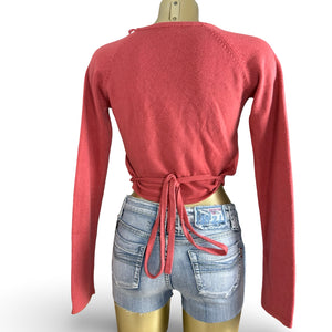 Pink tie up cardigan jumper (S/M)