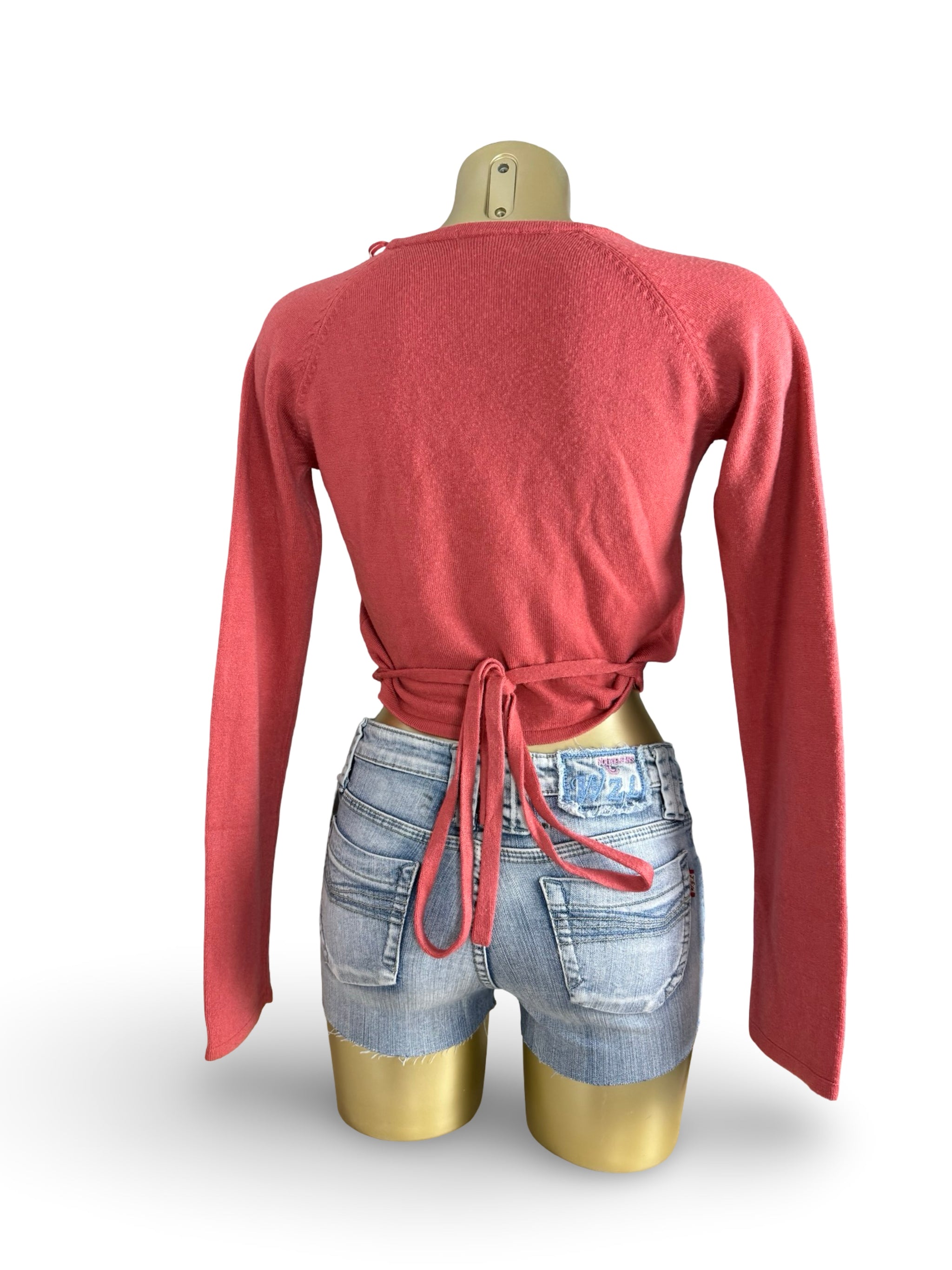 Pink tie up cardigan jumper (S/M)
