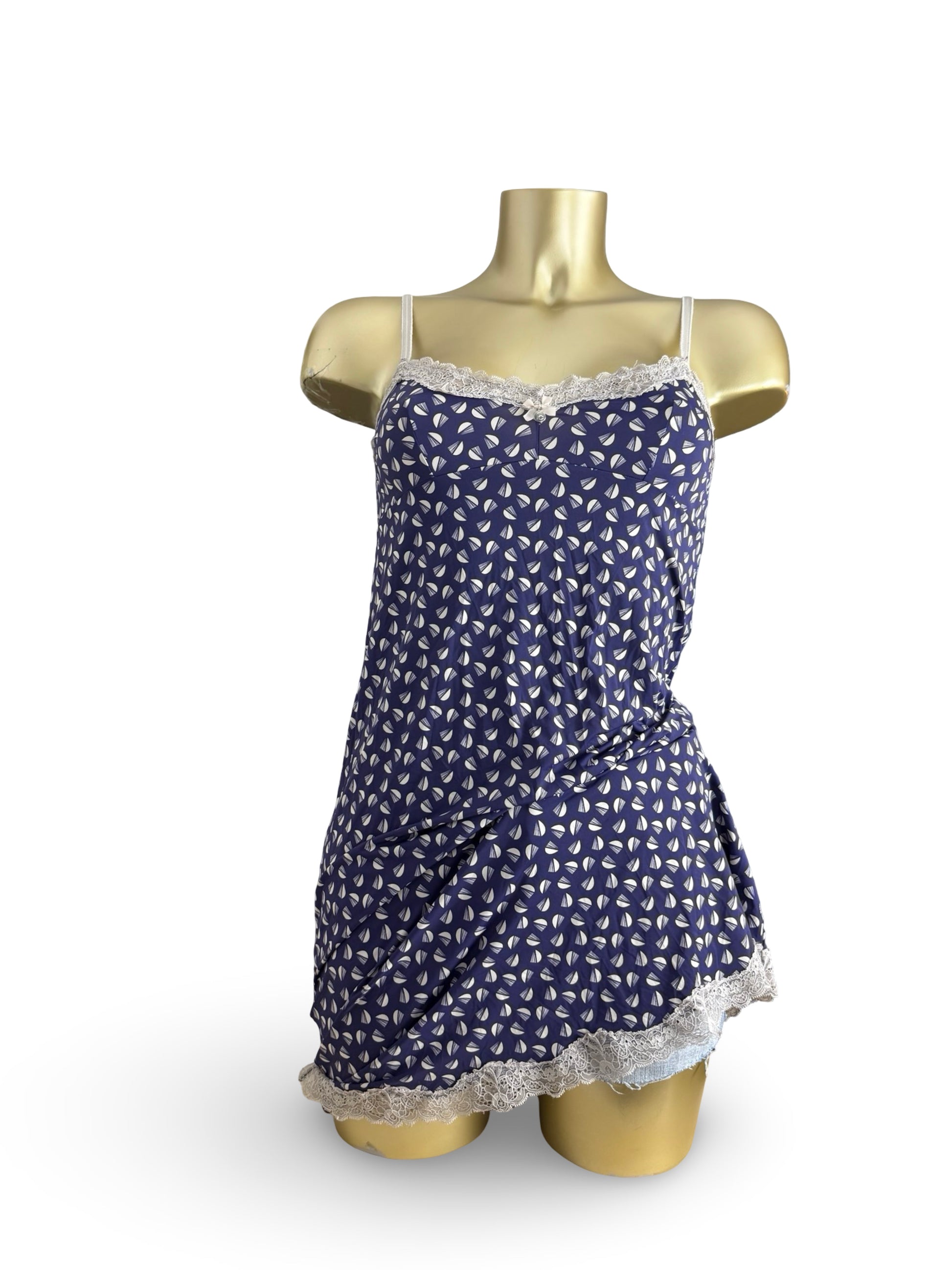 Navy graphic babydoll mini dress (S)