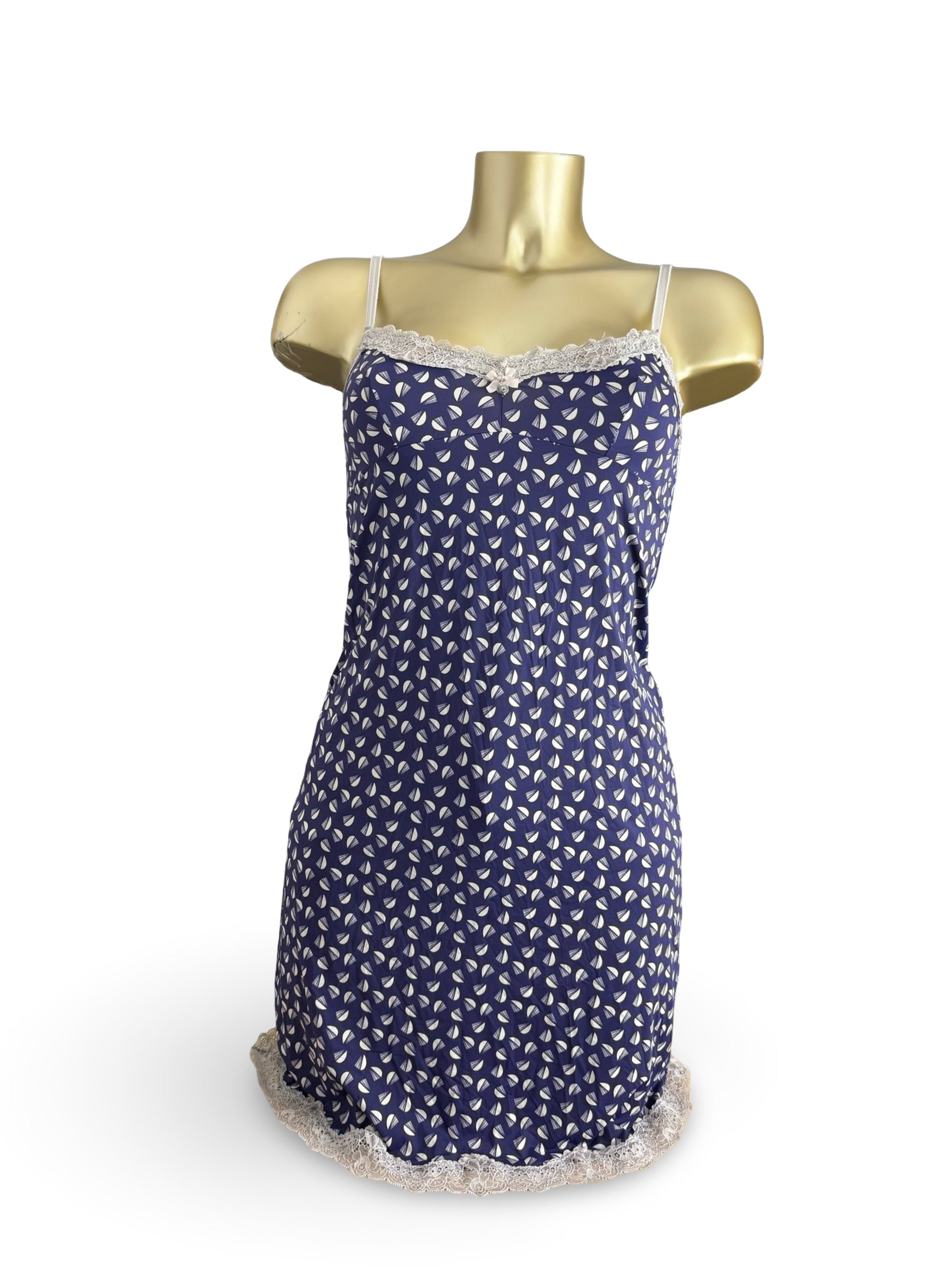 Navy graphic babydoll mini dress (S)