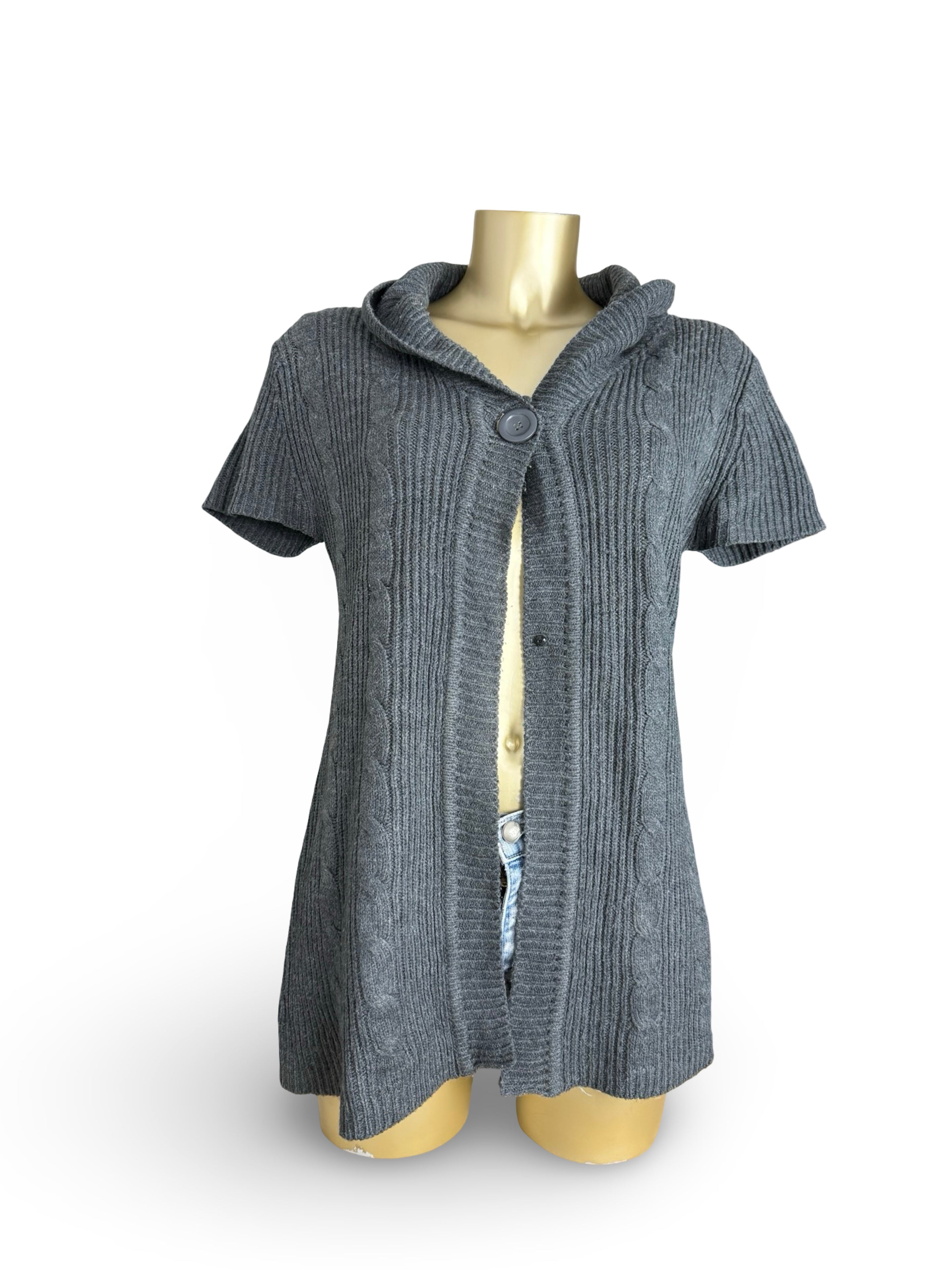 Grey shorts sleeves cardigan jumper (XL)