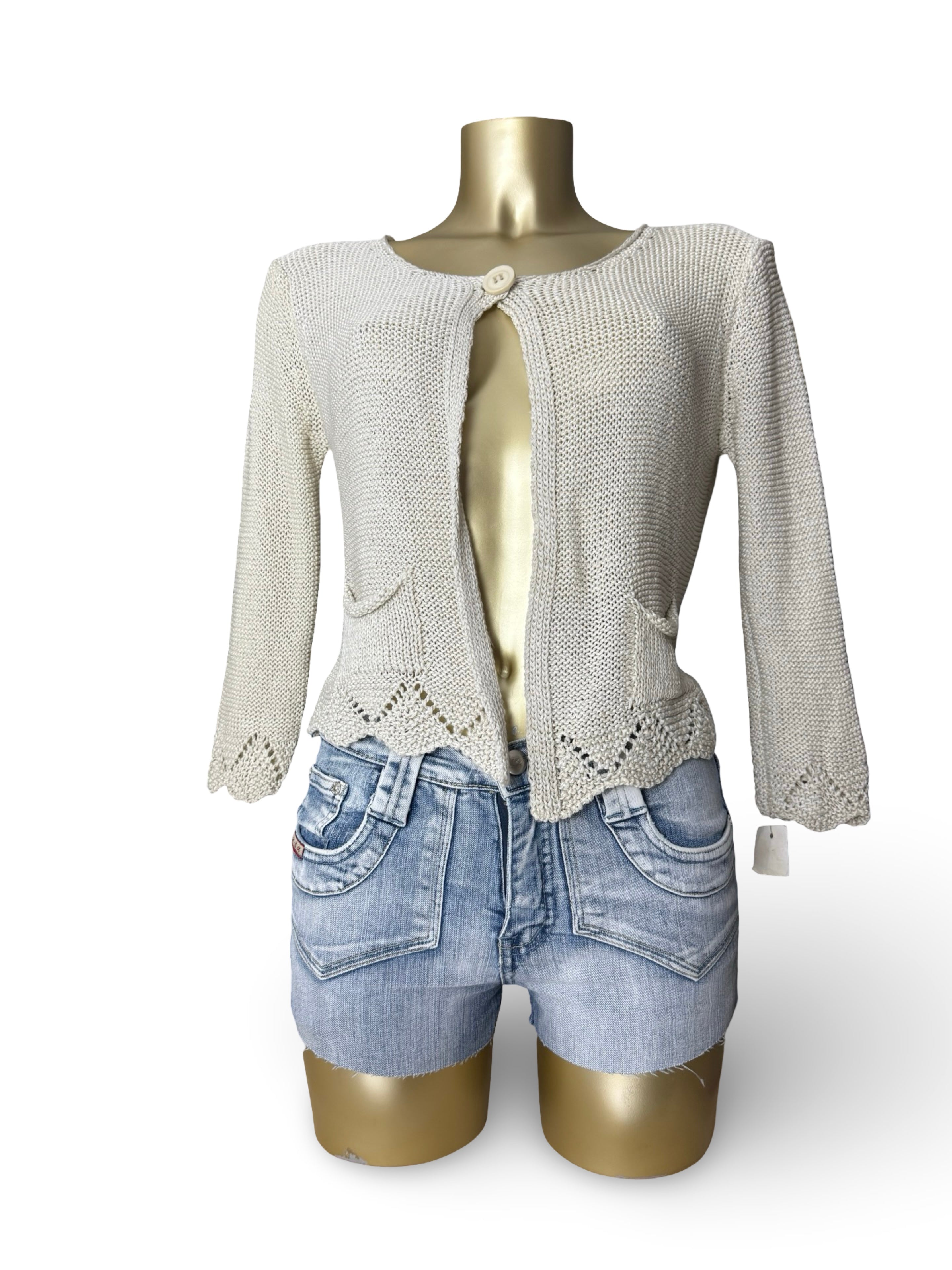 Beige knitted cardigan jumper (M/L)
