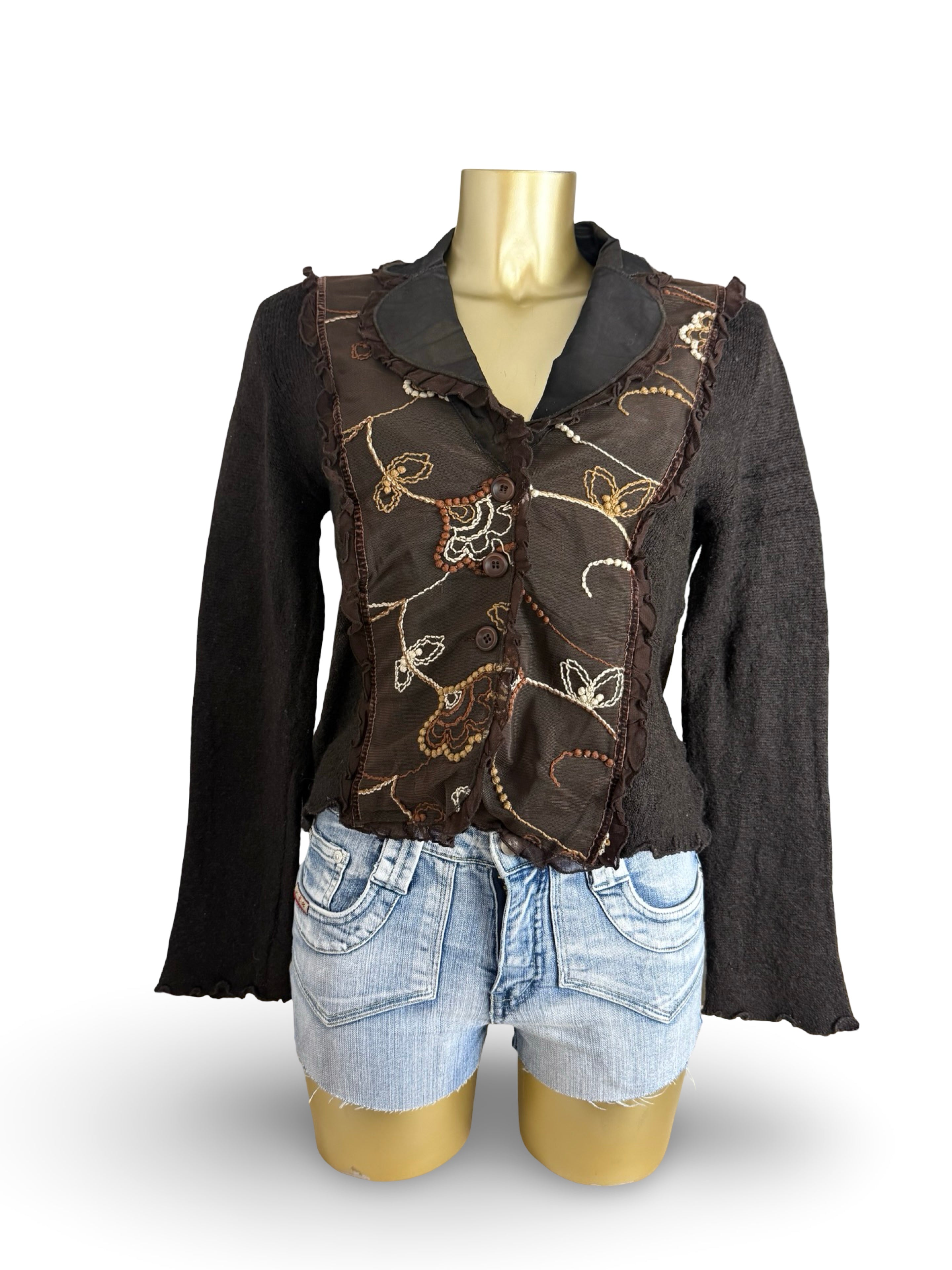 Brown embroidered wool jacket (S/M)