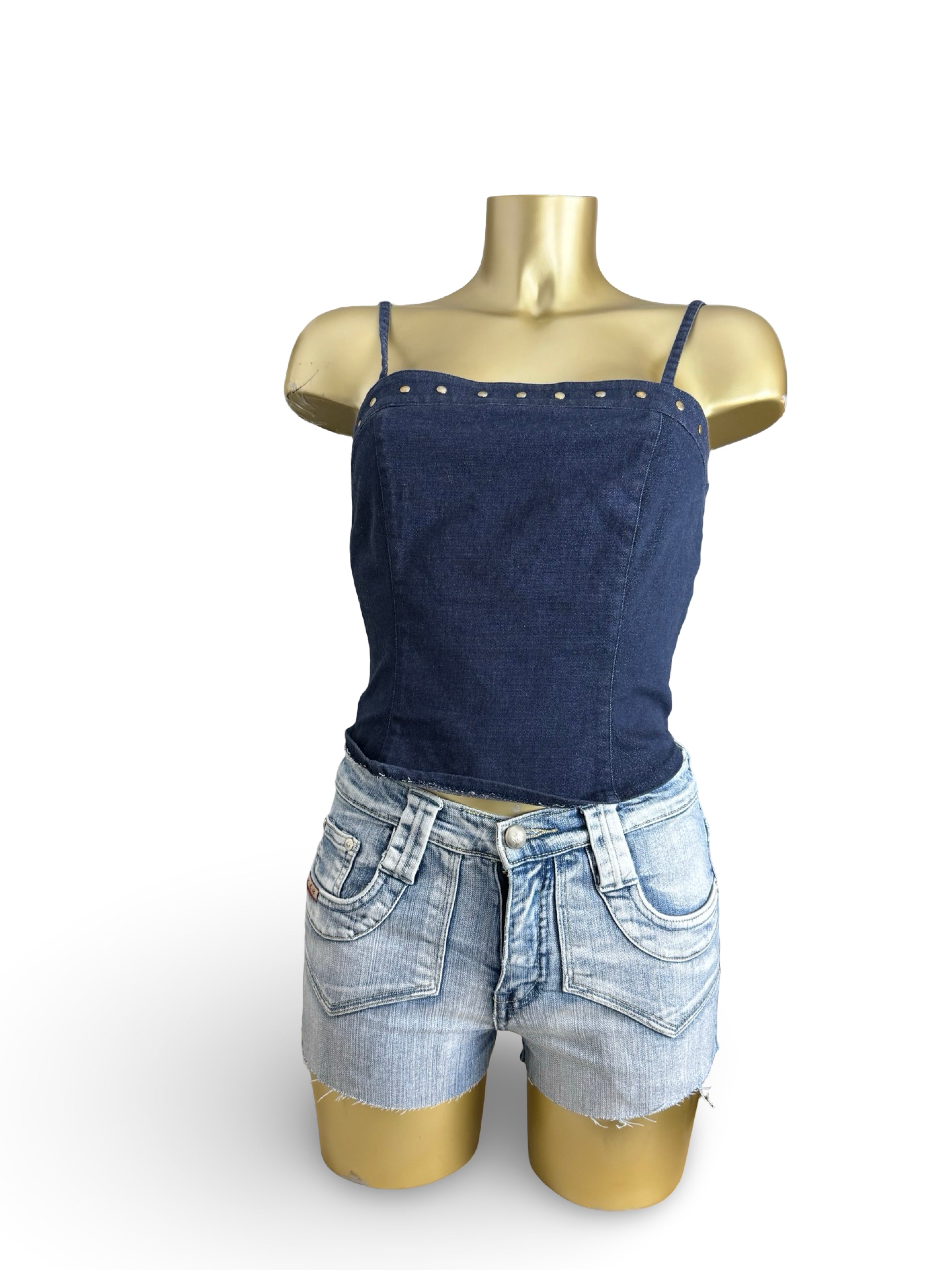 Navy denim cami top (M)