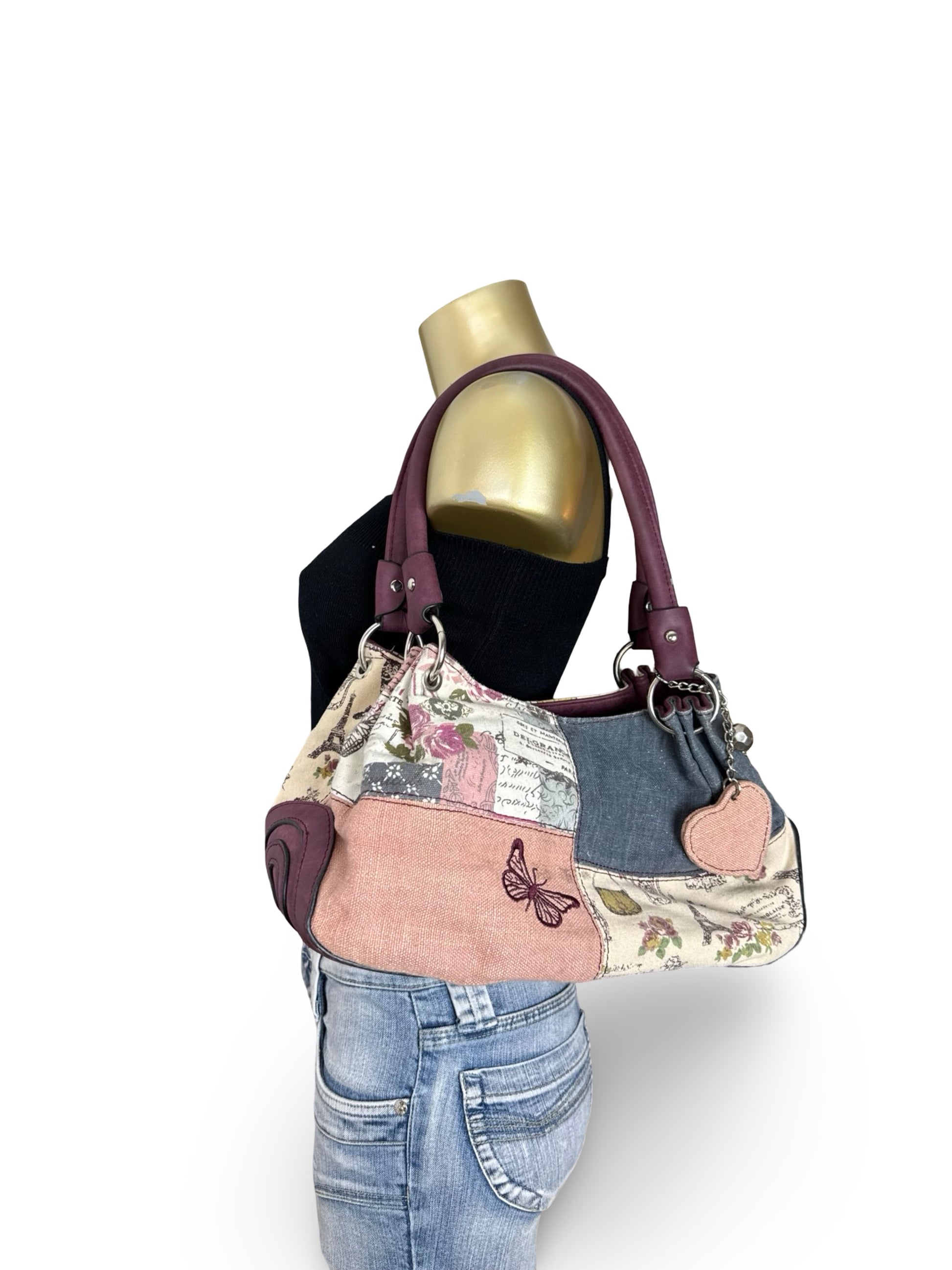 Pink graphic medium shoulder bag (20x32cm)