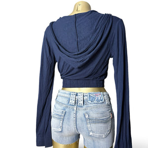Navy zip up crop hoodie (S/M)