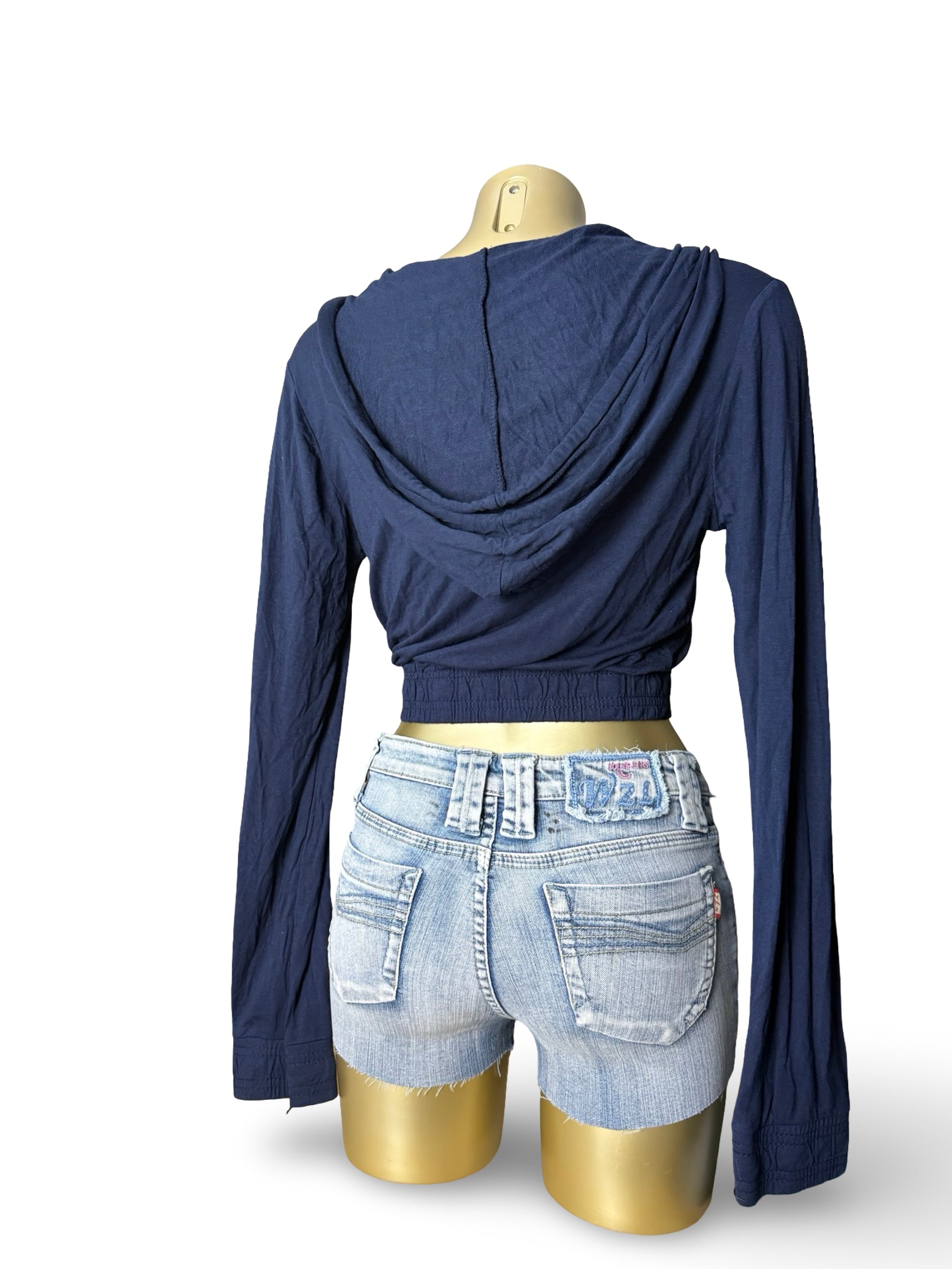 Navy zip up crop hoodie (S/M)