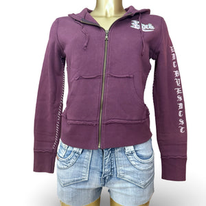 Purple cotton zip up hoodie (S/M)