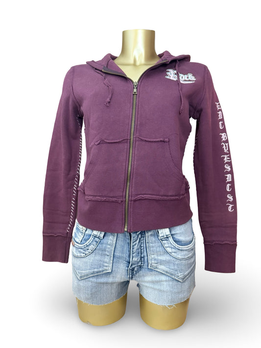 Purple cotton zip up hoodie (S/M)