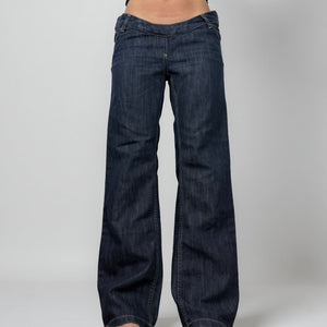 Blue navy stretchy low waist denim bootcut pants (XL)