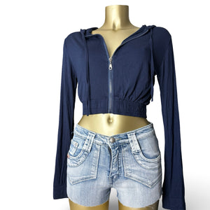 Navy zip up crop hoodie (S/M)