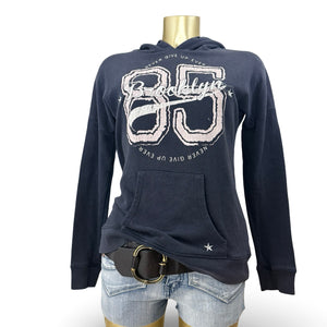 Navy logo cotton hoodie (M)