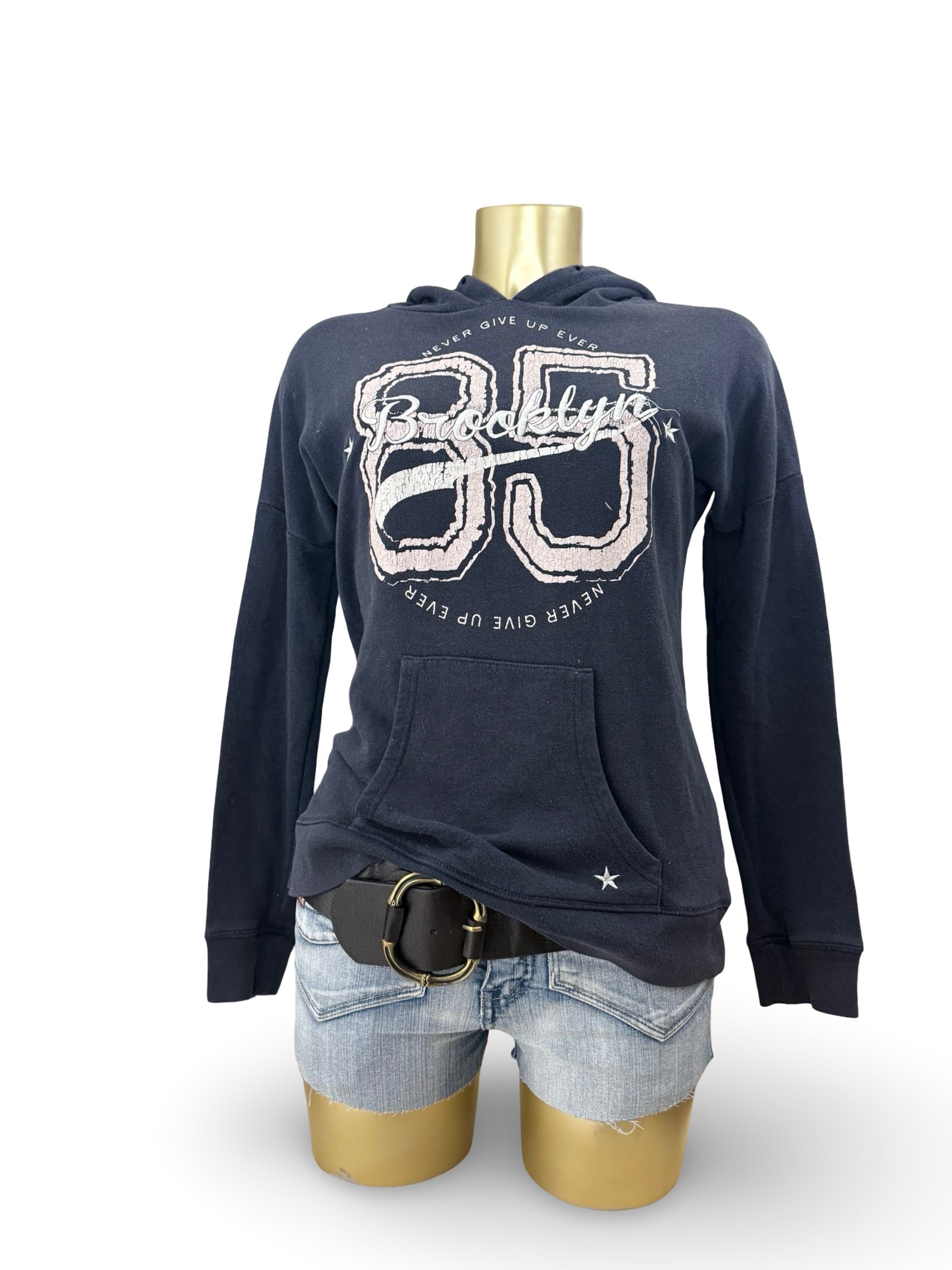 Navy logo cotton hoodie (M)