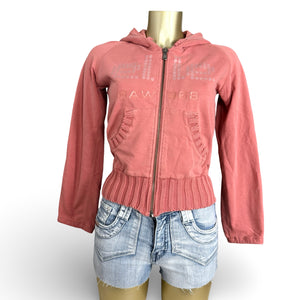 Orange tight fit zip up hoodie (XS/S)