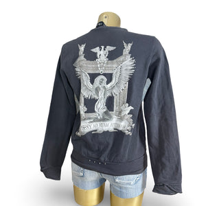 Grey V neck cotton hoodie (L)