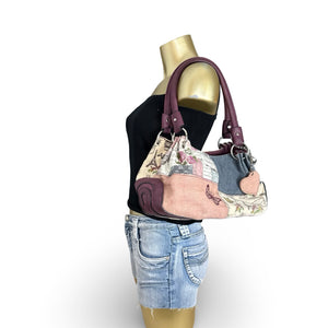 Pink graphic medium shoulder bag (20x32cm)