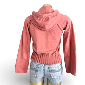 Orange tight fit zip up hoodie (XS/S)