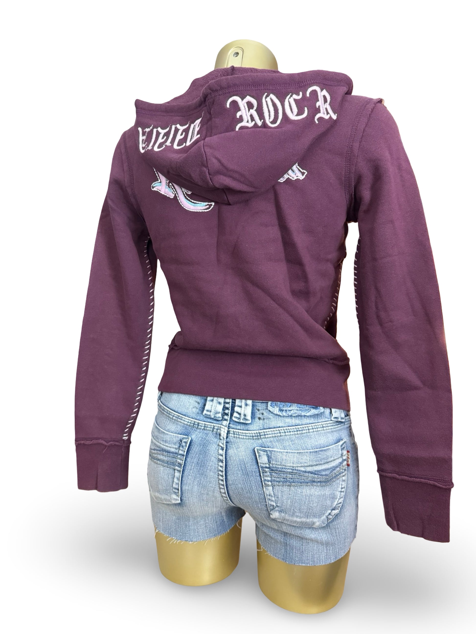 Purple cotton zip up hoodie (S/M)