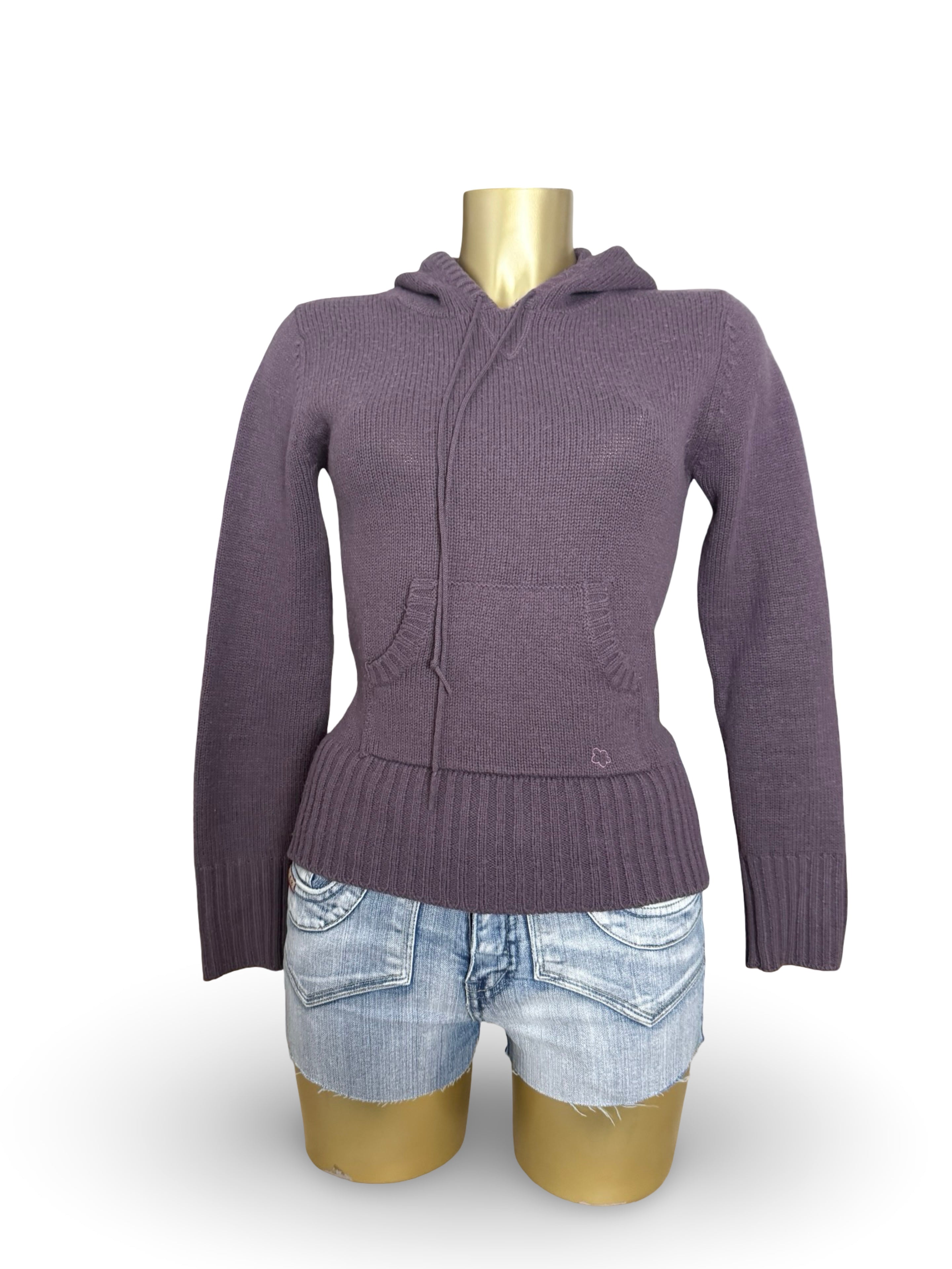 Purple wool hooded jumper (S/M)