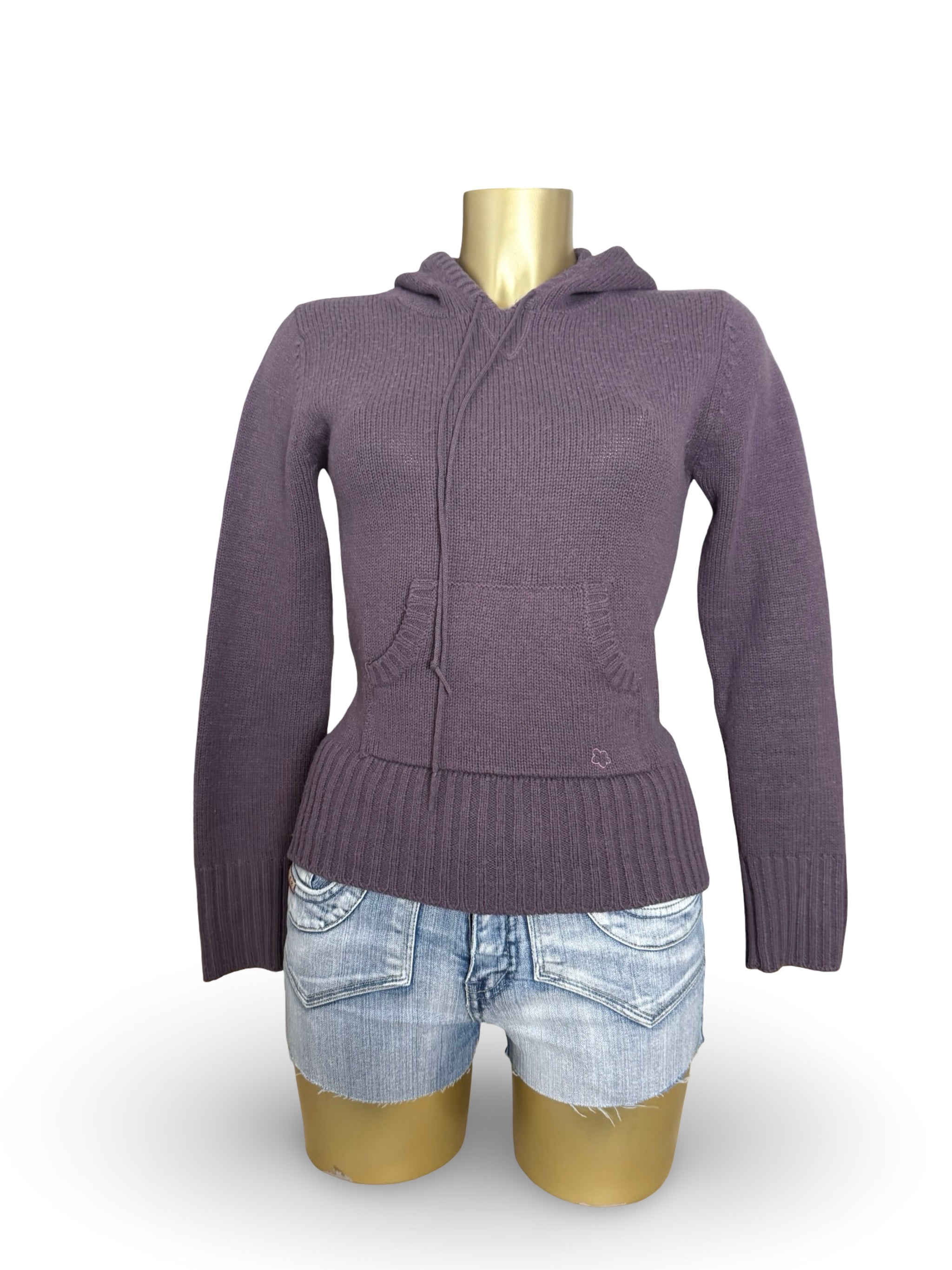 Purple wool hooded jumper (S/M)