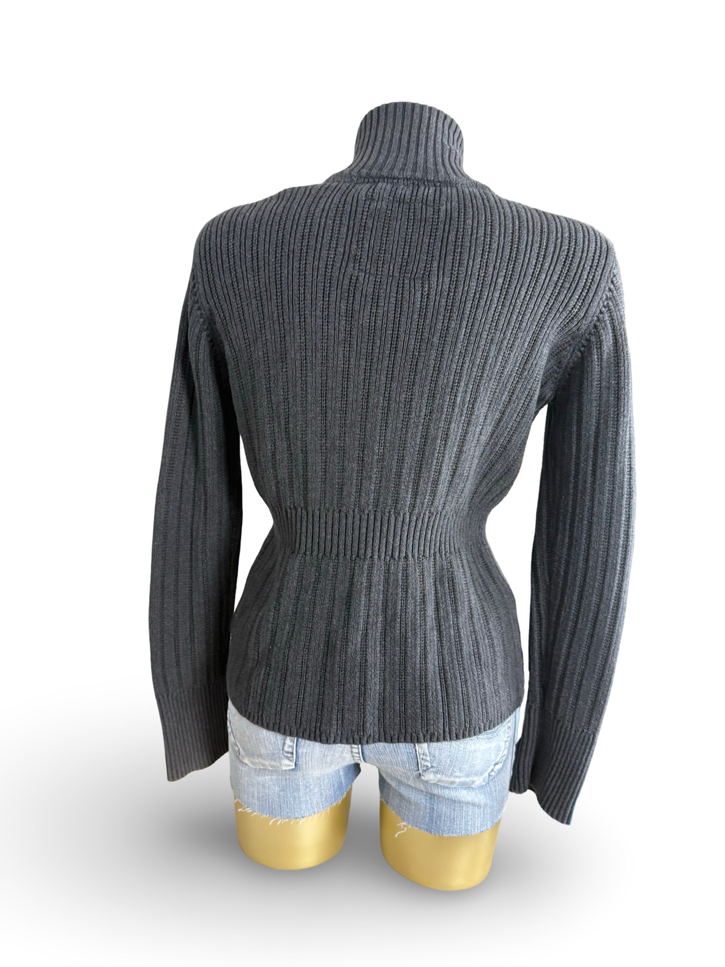 Grey 100% cotton button up cardigan jumper (L)