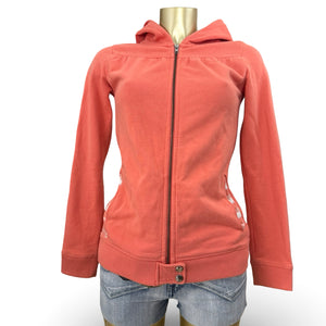 Orange zip up logo cotton hoodie (S/M)