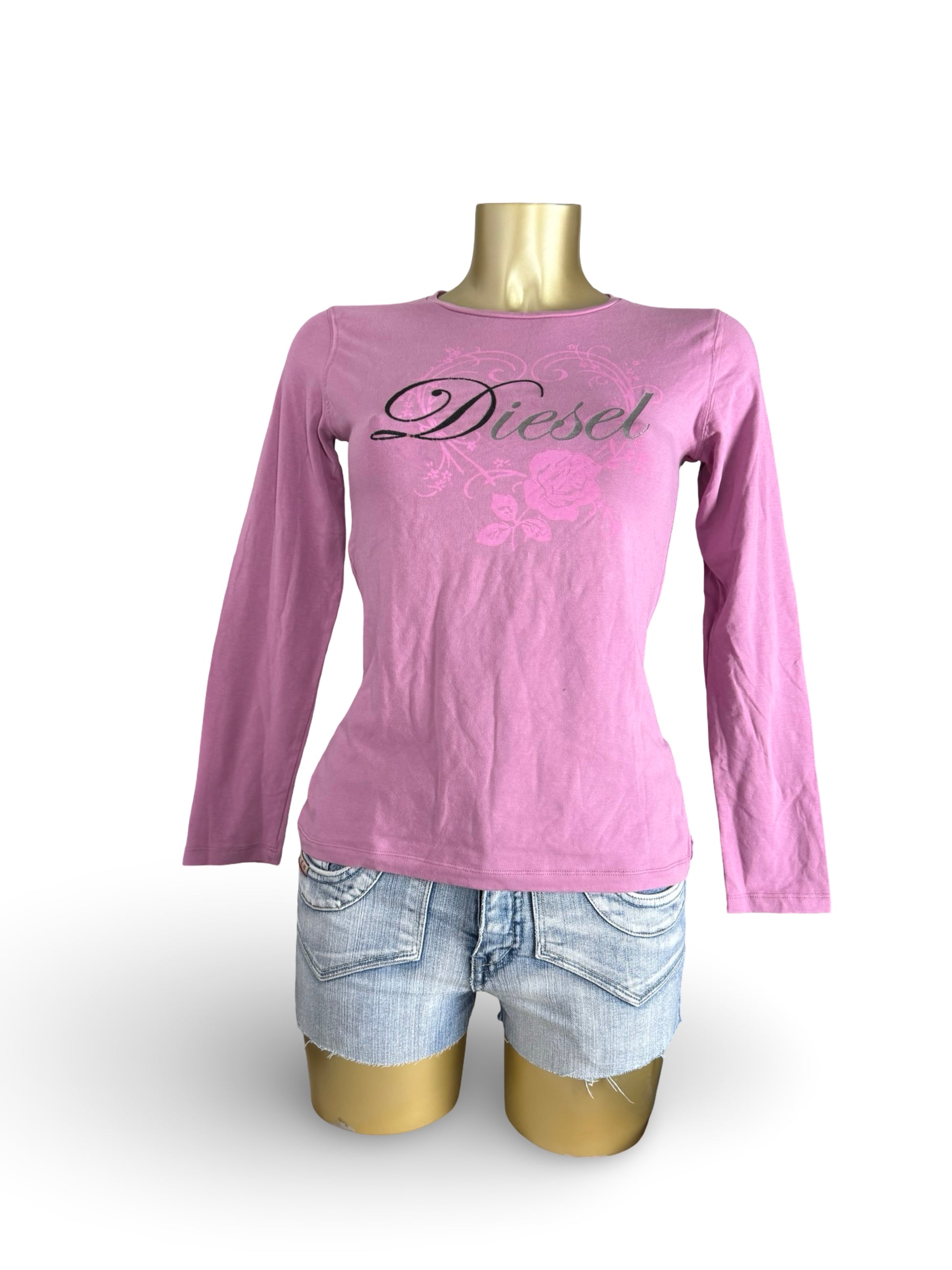Pink logo cotton long sleeves top (S/M)
