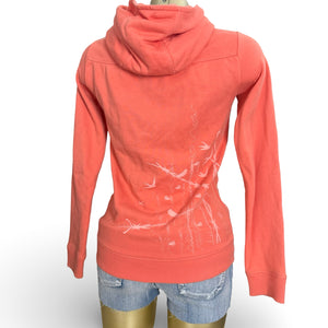 Orange zip up logo cotton hoodie (S/M)