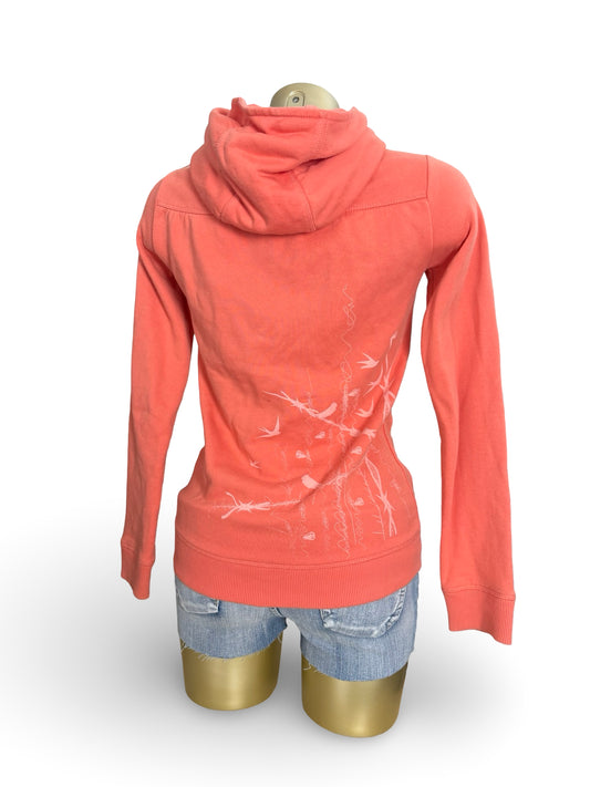 Orange zip up logo cotton hoodie (S/M)